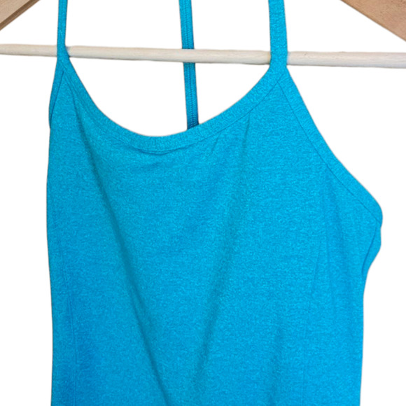 Athleta Zip Line Sports Racerback Tank Top Build in Bra Teal Women's Small - Picture 2 of 7
